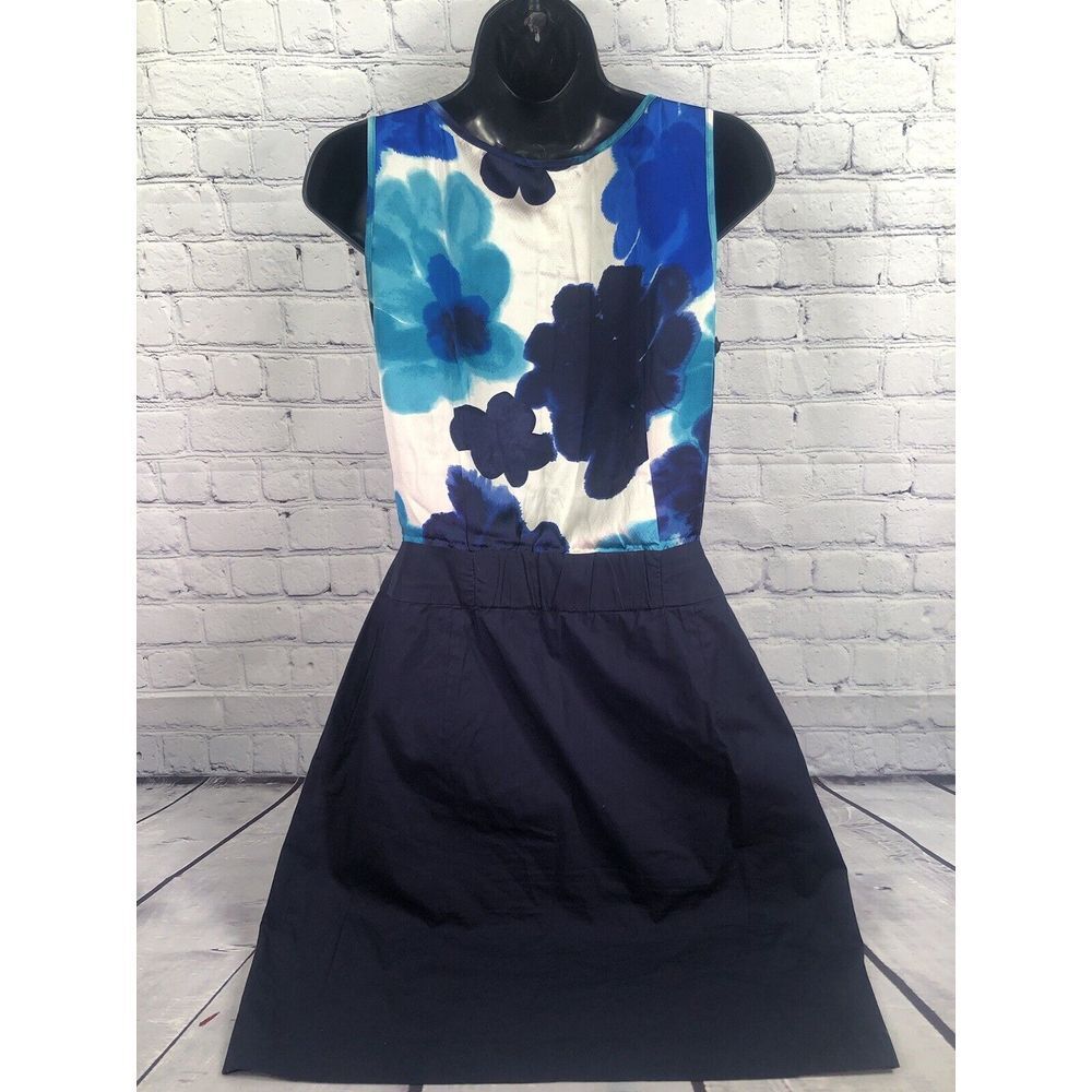 Anthropologie Doubly Dapper Dress by Tabitha Silk Bodice Blue SZ 8 - Picture 4 of 5